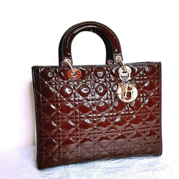 DIOR Cannage "Lady Dior" Bag Brown (PRE-OWNED) - Picture 10 of 11